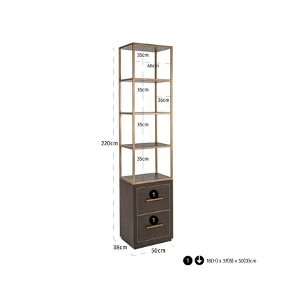 Richmond Interiors – Offenes Regal Carter brown small 2-Schubladen Offenes Regal Richmond Interiors