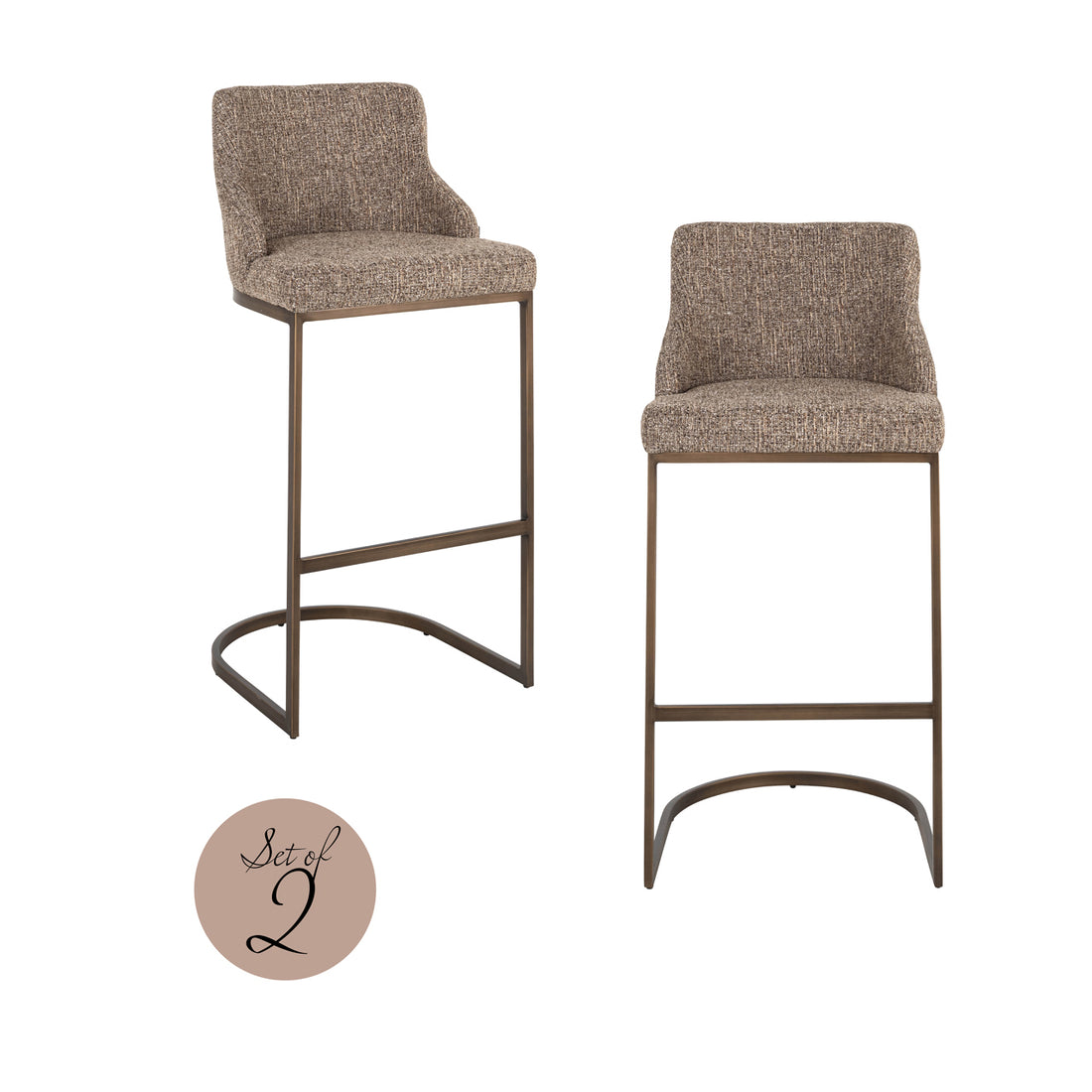 Richmond Interiors – 2er-Set Barhocker Bolton Brown Tweed 2er-Set Barstühle Richmond Interiors