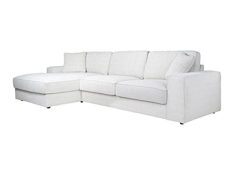 Richmond Interiors Sofa Santos 2,5 Sitzer + Lounge rechts weiß Bouclé (Copenhagen 900 Bouclé Weiß) Ecksofa Richmond Interiors