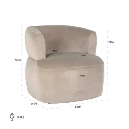 Richmond Interiors Fauteuil Donna khaki velvet (Quartz Khaki 903) Sessel Richmond Interiors