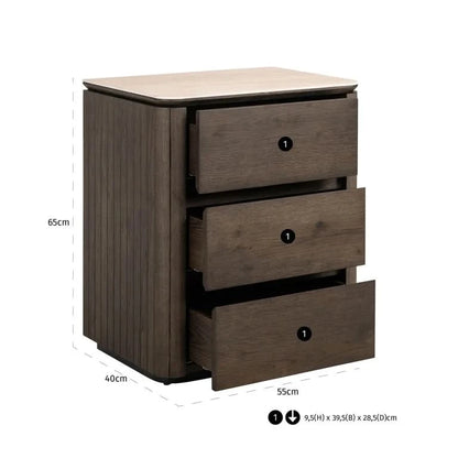 Richmond Interiors Nachttisch Ritz – 3 Schubladen (Brown) Nachttisch Richmond Interiors