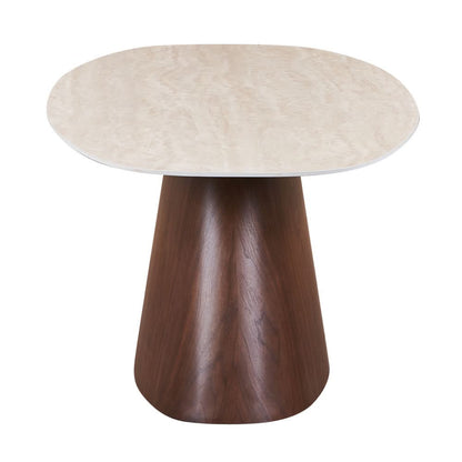 Pole to Pole DANISH Esstisch 220 cm – Travertinoptik und Walnussfurnier Esstisch oval Pole to Pole