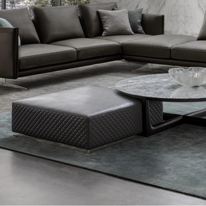 The Grand Collection MASSIMO Ottoman – Mid Grey Leather HOMKA living