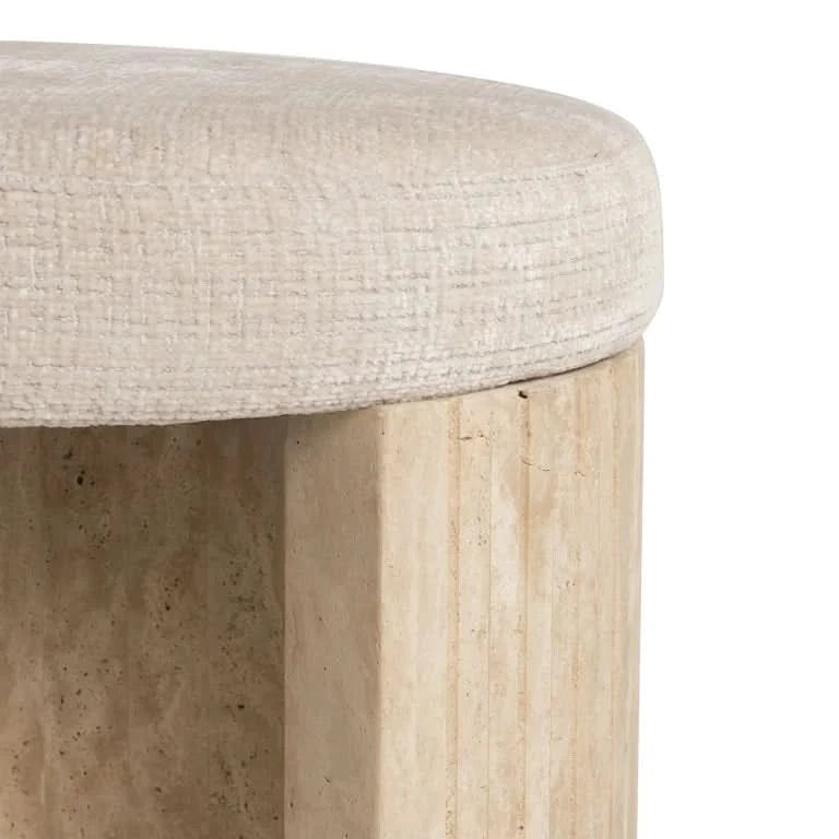 Richmond Interiors Hocker Gallice naturbeige Travertin (Beige) Pouf rund Richmond Interiors