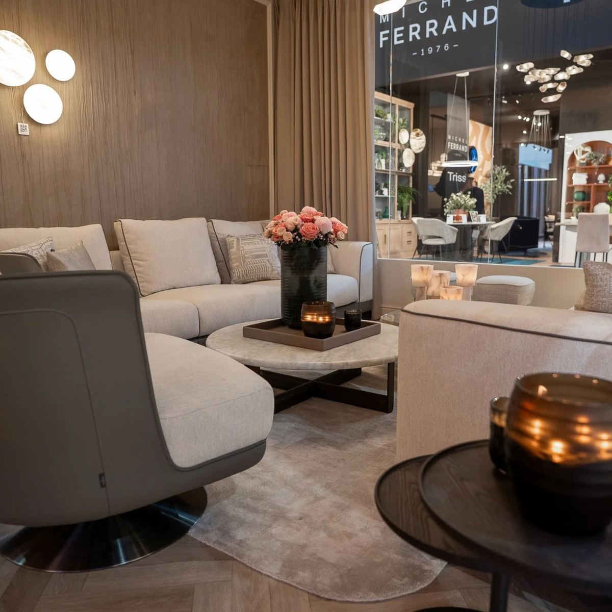 The Grand Collection FIRENZE Couchtisch – Weißer Marmor &amp; Bronze Couchtisch rund The Grand Collection