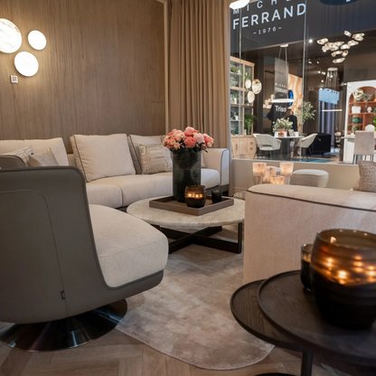 The Grand Collection FIRENZE Couchtisch – Weißer Marmor &amp; Bronze Couchtisch rund The Grand Collection