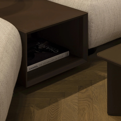 The Grand Collection MASSIMO Midside Table – Caramel Leather Beistelltisch eckig The Grand Collection