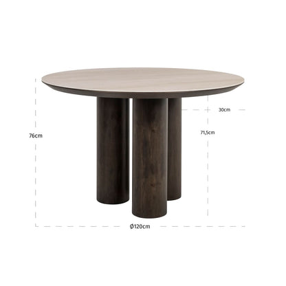 Richmond Interiors – Esstisch Ritz brown 120Ø Esstisch rund Richmond Interiors