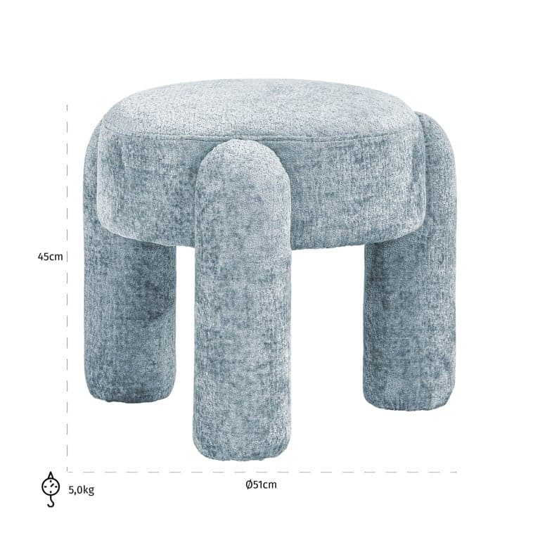 Richmond Interiors Hocker Holly light blue chenille Pouf rund Richmond Interiors