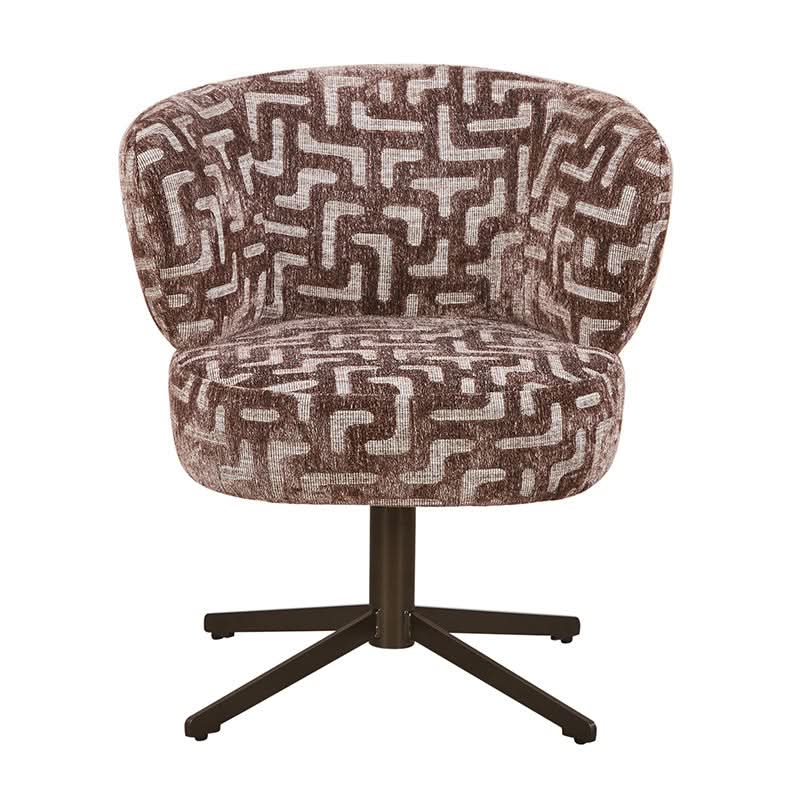 Pole to Pole Atlas Drehbarer Esszimmerstuhl mit Armlehnen (2er-Set) Maze Brown | Messingfarbener Drehfuß 2er-Set Esszimmerstühle Pole to Pole