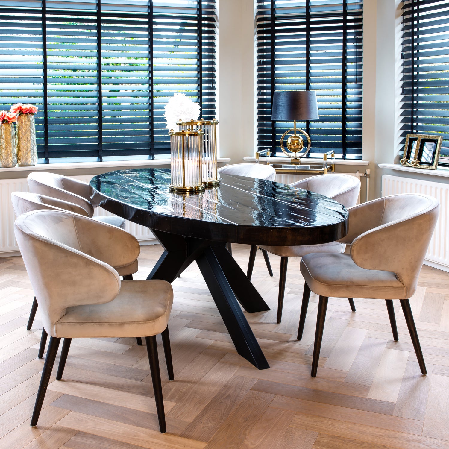 Richmond Interiors Esszimmerstuhl Indigo khaki velvet Esszimmerstuhl Richmond Interiors