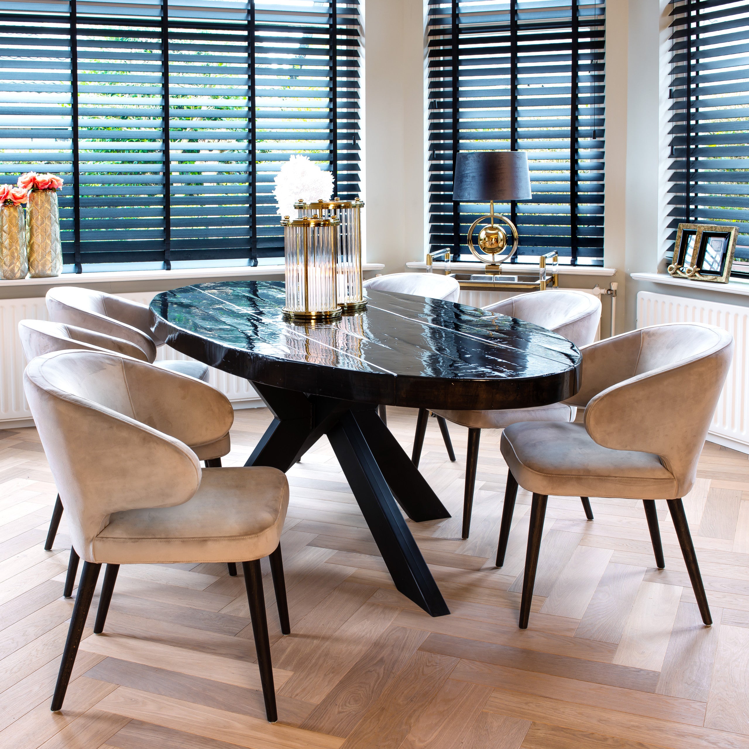 Richmond Interiors Esszimmerstuhl Indigo khaki velvet Esszimmerstuhl Richmond Interiors