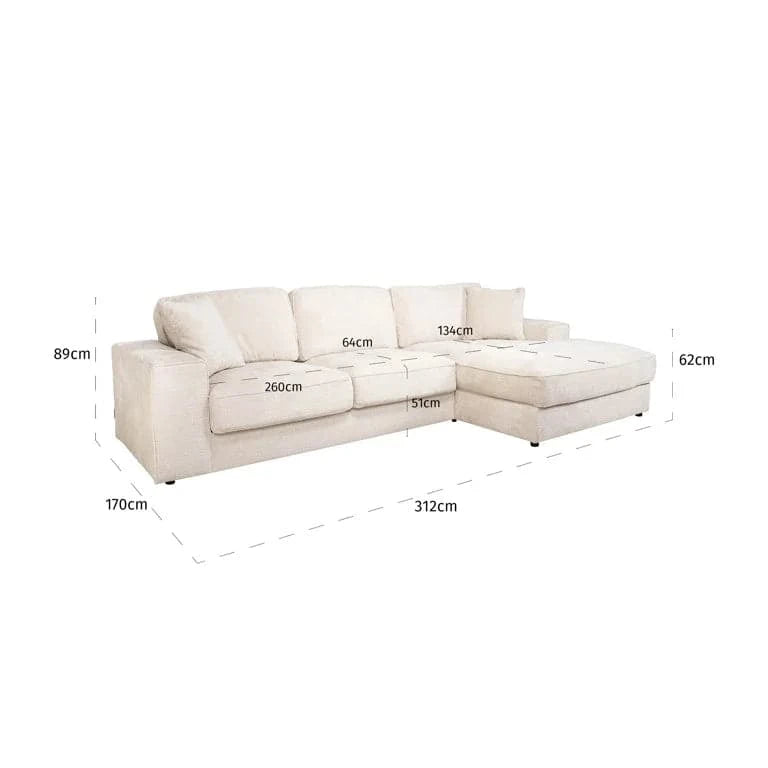 Richmond Interiors Sofa Santos 2,5-Sitzer + Lounge rechts beige niagara 3-Sitzer Sofa Richmond Interiors