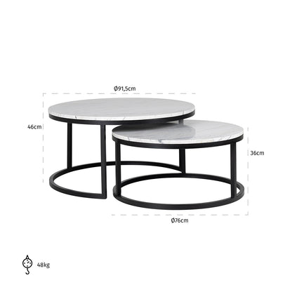 Richmond Interiors Couchtisch Lexington white (Set of 2) Couchtisch Richmond Interiors