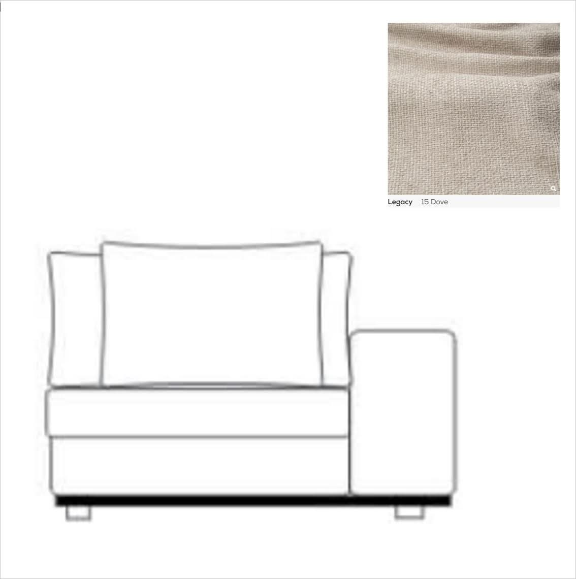 PTMD Block Seater mit Armlehne rechts SIC Legacy 15 Dove Sofa-Element PTMD