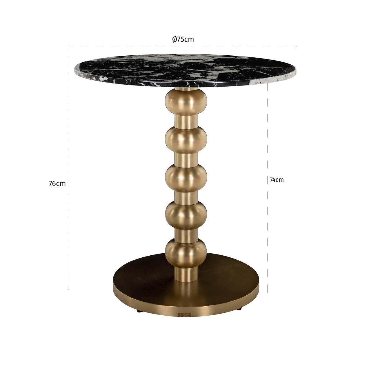 Richmond Interiors Bistro-Tisch Witlox black/gold 75Ø Bistro-Tisch Richmond Interiors