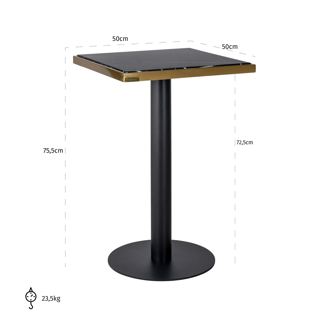 Richmond Interiors Bistro-Tisch Zenza black/gold 50x50 Bistro-Tisch Richmond Interiors