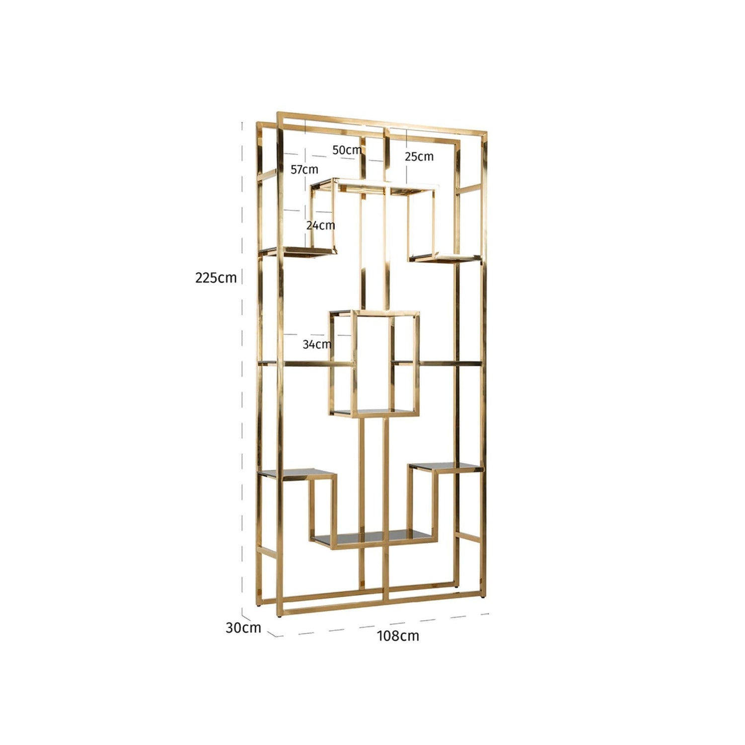 Richmond Interiors Wandschrank Magnus (Gold) Offenes Regal Richmond Interiors