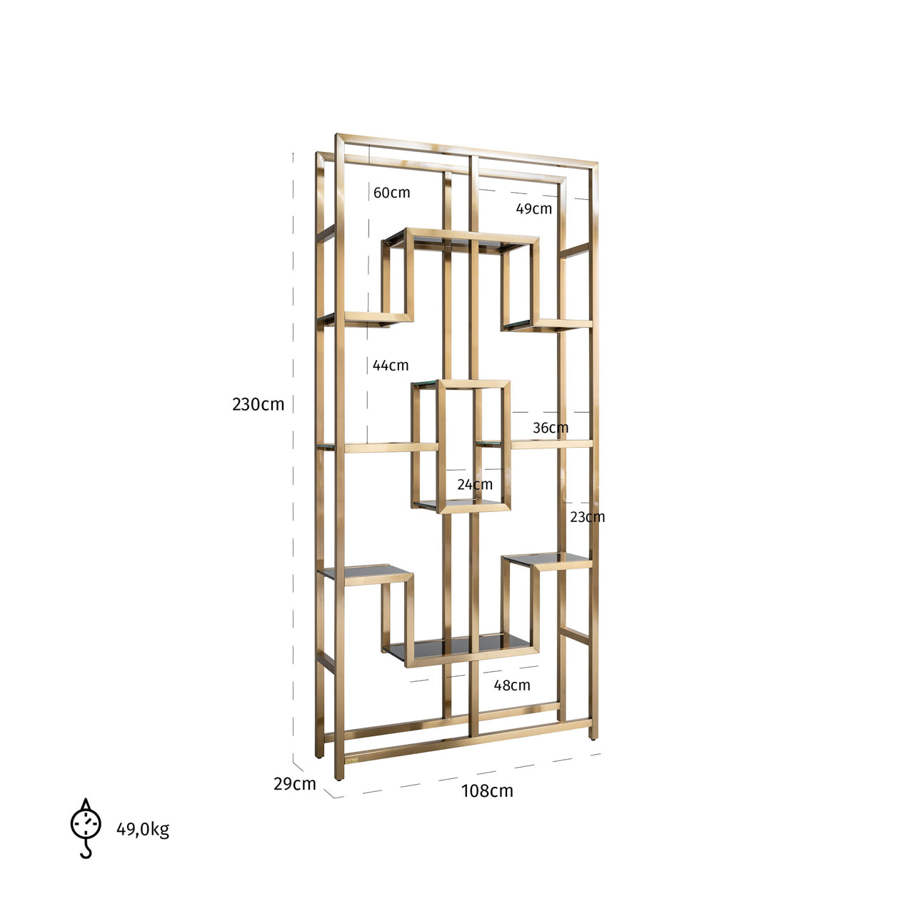 Richmond Interiors Vitrine Magnus brushed gold Vitrine Richmond Interiors