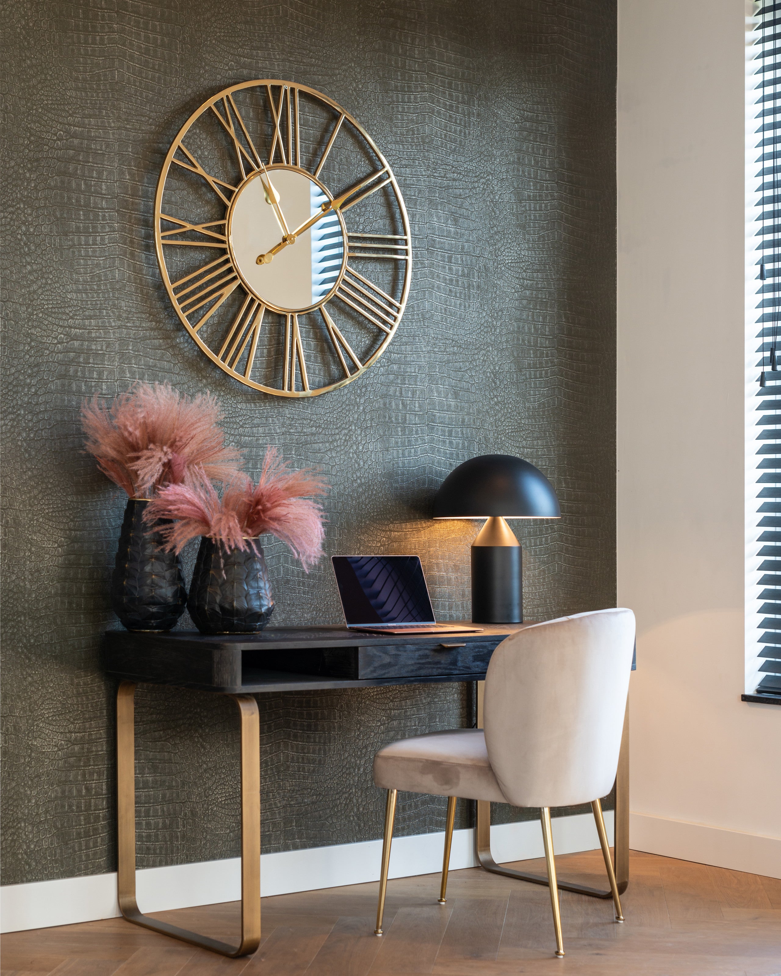 Richmond Interiors Schreibtisch Blackbone Brass black rustic Schreibtisch Richmond Interiors