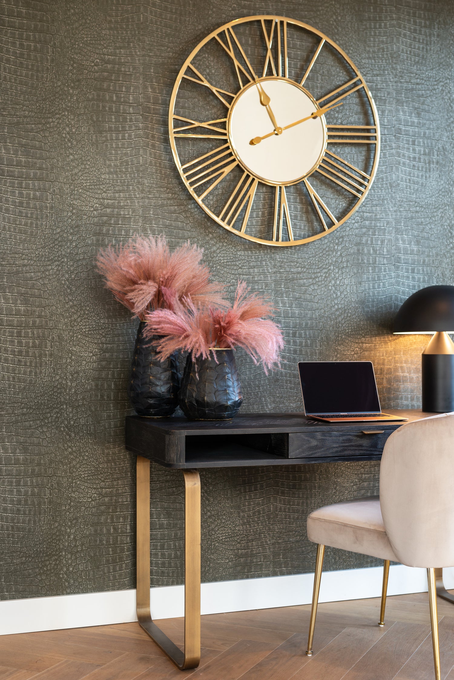 Richmond Interiors Schreibtisch Blackbone Brass black rustic Schreibtisch Richmond Interiors