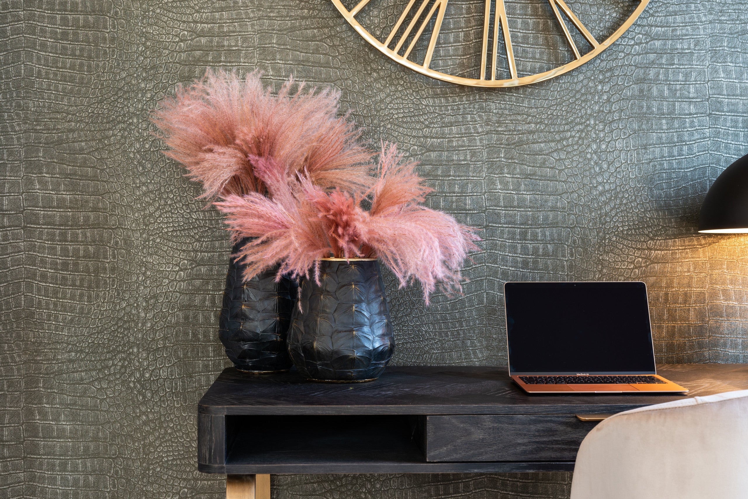 Richmond Interiors Schreibtisch Blackbone Brass black rustic Schreibtisch Richmond Interiors