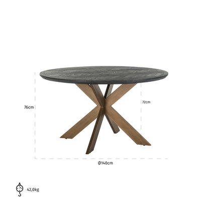 Richmond Interiors Esstisch Blackbone Brass black rustic 140Ø Esstisch Richmond Interiors