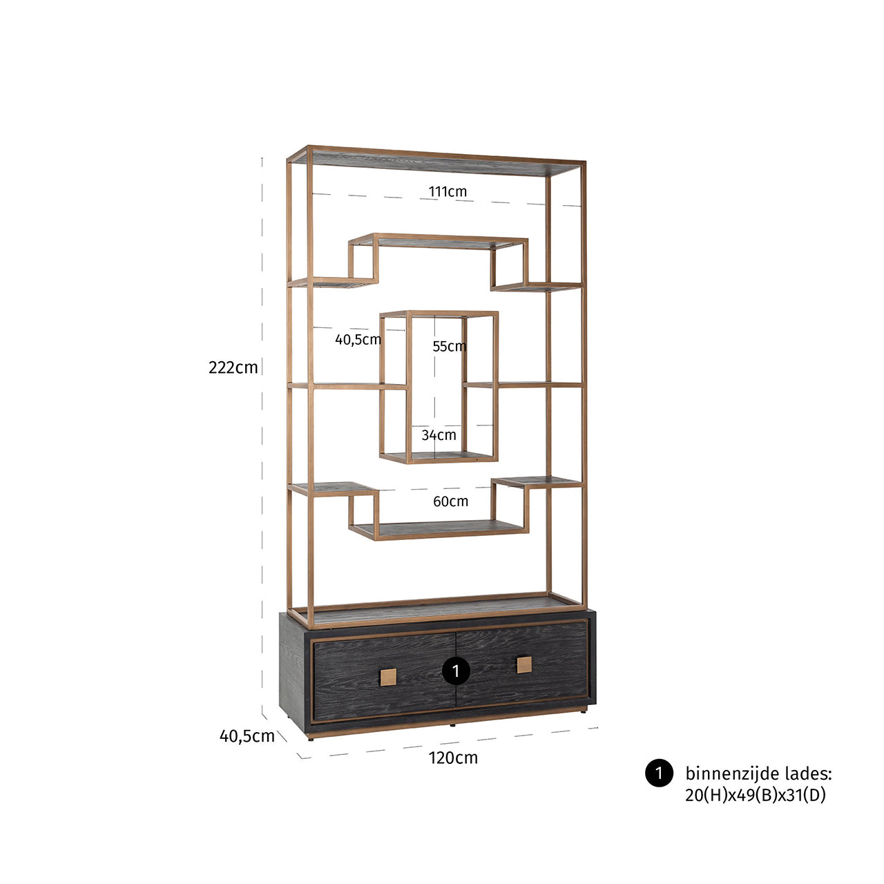 Richmond Interiors Vitrine Hunter black rustic Vitrine Richmond Interiors