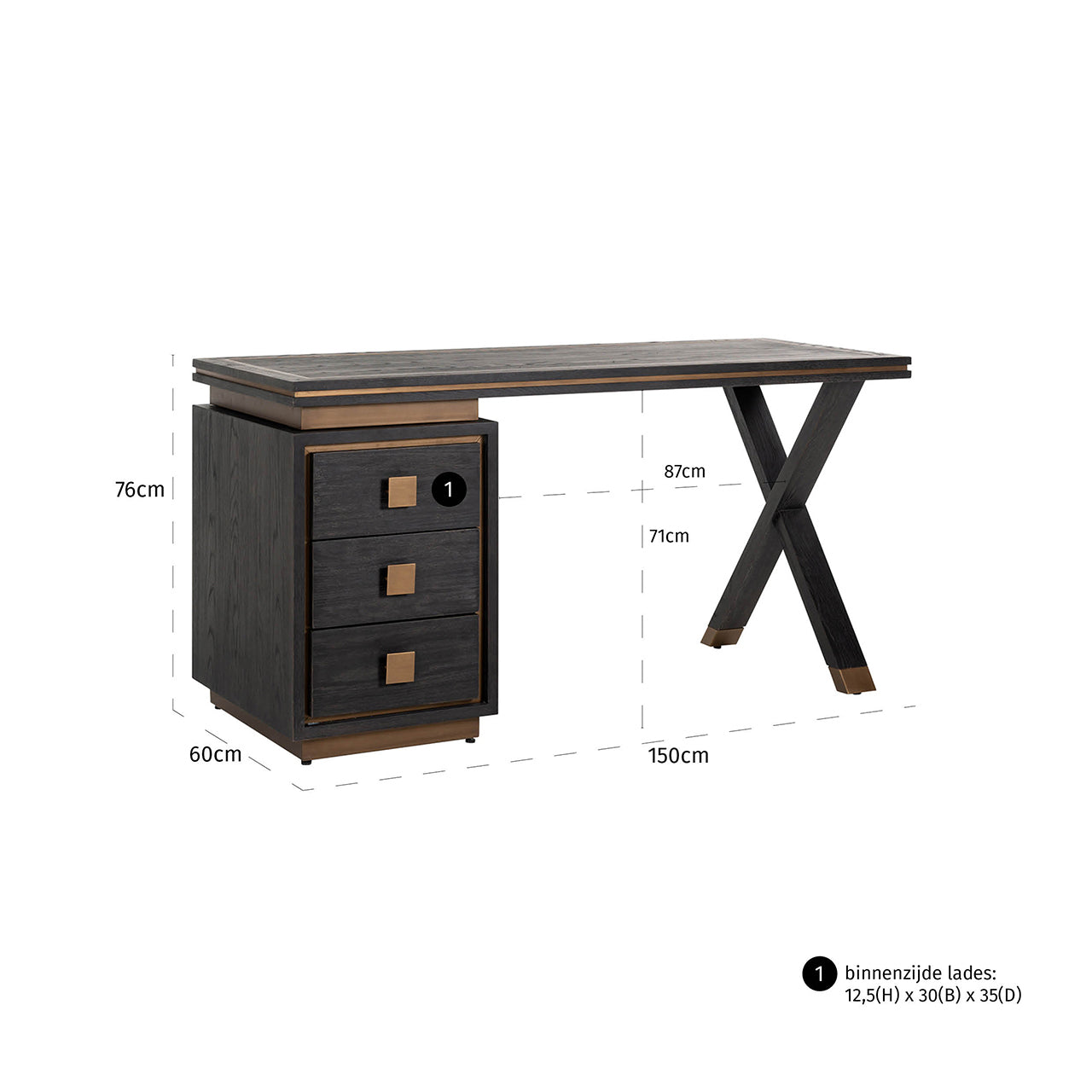 Richmond Interiors Schreibtisch Hunter black rustic Schreibtisch Richmond Interiors
