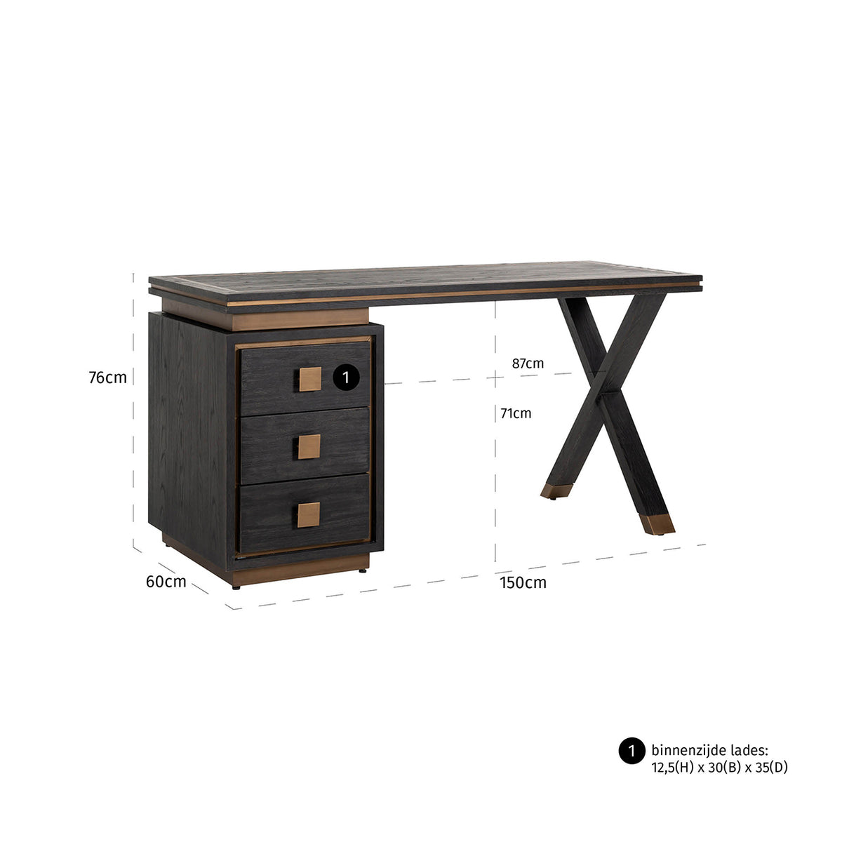 Richmond Interiors Schreibtisch Hunter black rustic Richmond Interiors