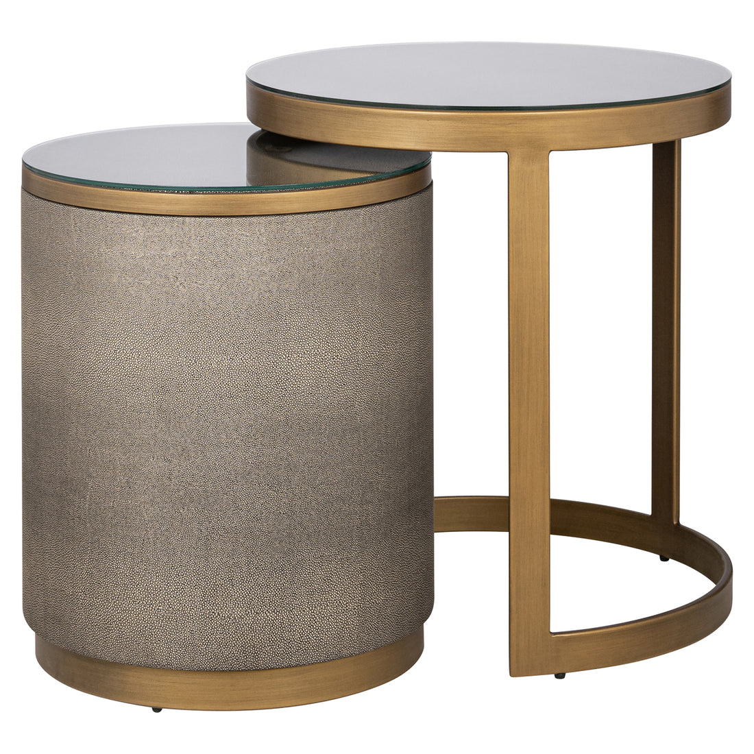 Richmond Interiors Beistelltisch Bloomville brass shagreen incl. glass (Set of 2) Beistelltisch Richmond Interiors