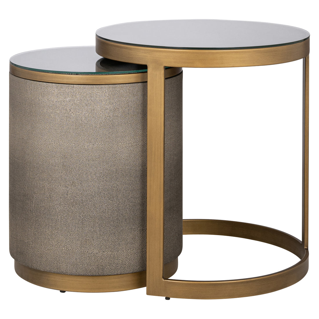 Richmond Interiors Beistelltisch Bloomville brass shagreen incl. glass (Set of 2) Beistelltisch Richmond Interiors