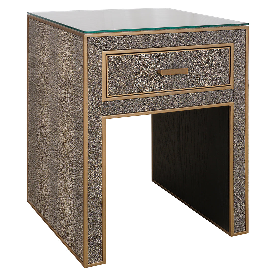 Richmond Interiors Nachttisch Bloomville – Brown (mit Glasplatte &amp; 1 Schublade) Nachttisch Richmond Interiors