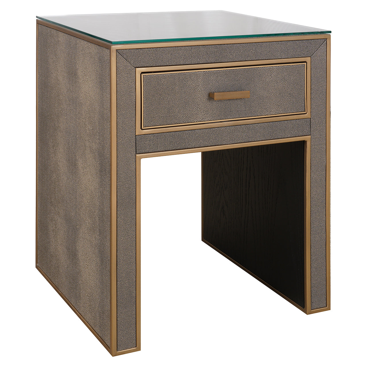 Richmond Interiors Nachttisch Bloomville – Brown (mit Glasplatte &amp; 1 Schublade) Nachttisch Richmond Interiors