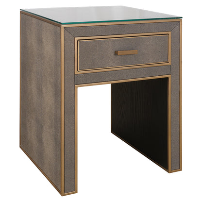 Richmond Interiors Nachttisch Bloomville – Brown (mit Glasplatte &amp; 1 Schublade) Nachttisch Richmond Interiors