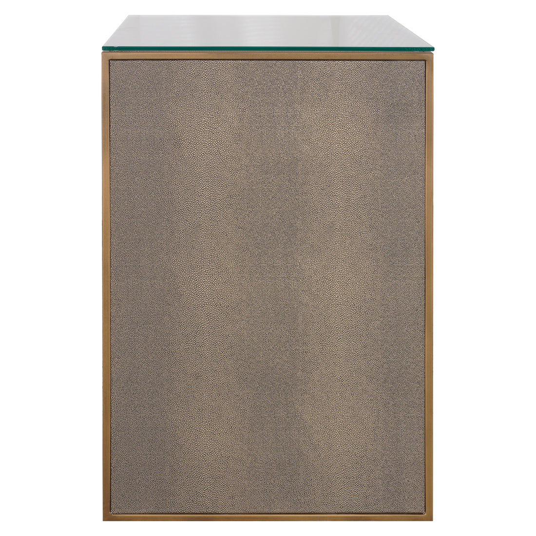 Richmond Interiors Nachttisch Bloomville brass shagreen incl. glass top Nachttisch Richmond Interiors