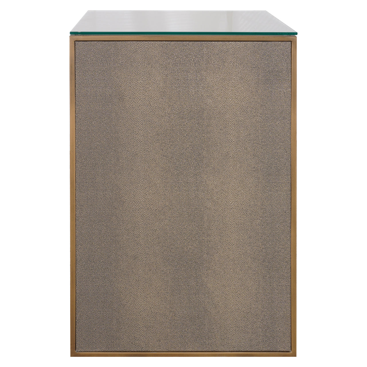 Richmond Interiors Nachttisch Bloomville brass shagreen incl. glass top Nachttisch Richmond Interiors