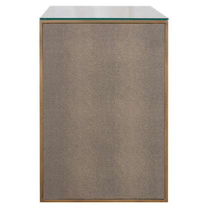 Richmond Interiors Nachttisch Bloomville brass shagreen incl. glass top Nachttisch Richmond Interiors
