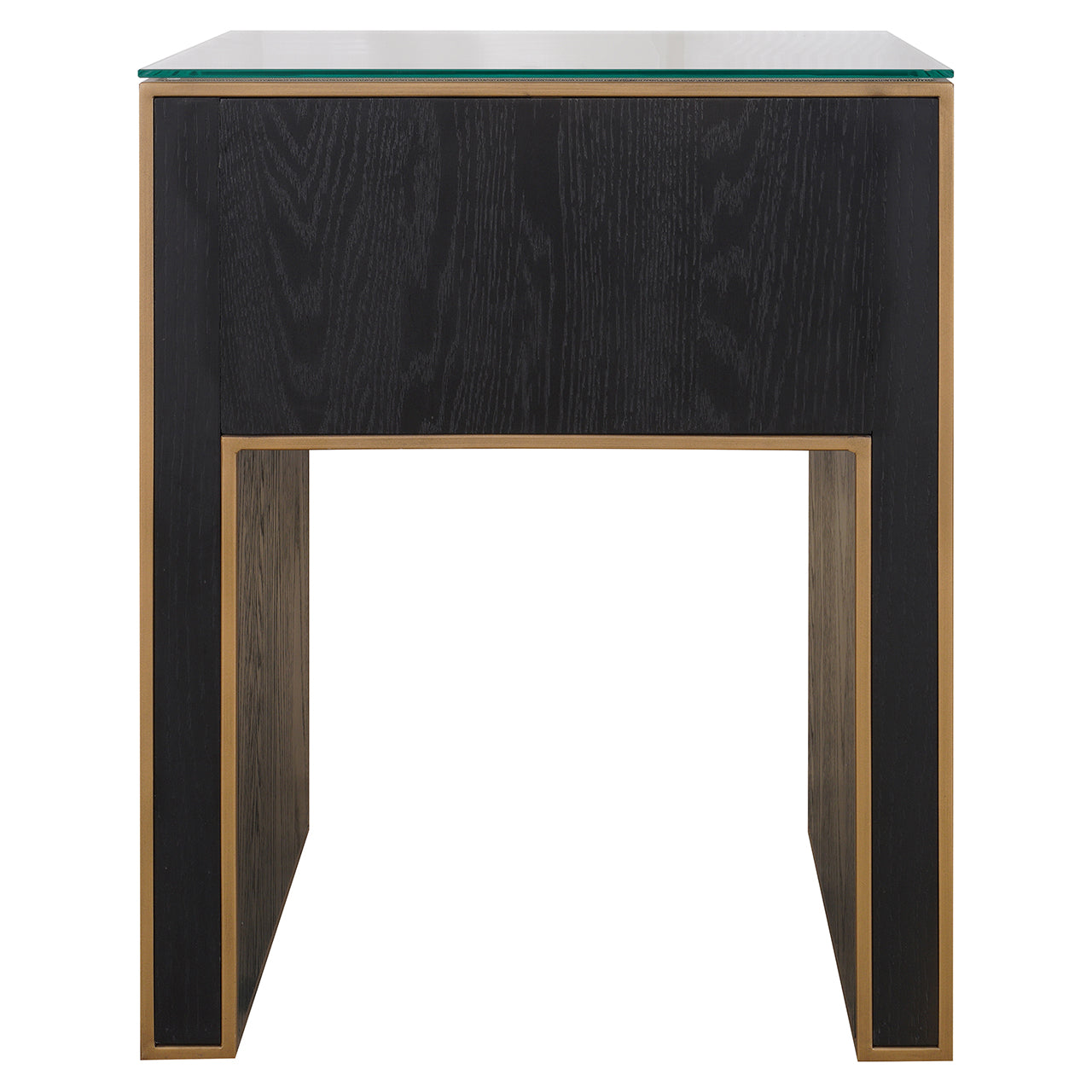 Richmond Interiors Nachttisch Bloomville – Brown (mit Glasplatte &amp; 1 Schublade) Nachttisch Richmond Interiors