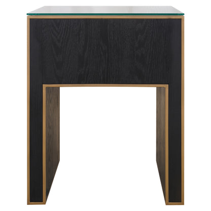 Richmond Interiors Nachttisch Bloomville brass shagreen incl. glass top Nachttisch Richmond Interiors