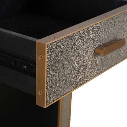 Richmond Interiors Nachttisch Bloomville brass shagreen incl. glass top Nachttisch Richmond Interiors