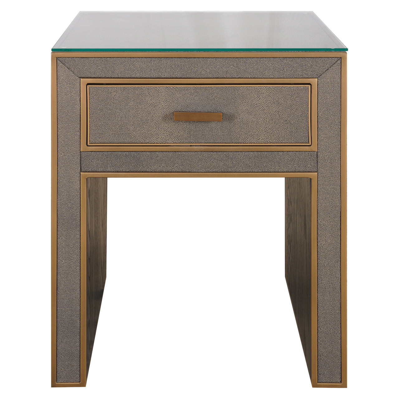 Richmond Interiors Nachttisch Bloomville brass shagreen incl. glass top Nachttisch Richmond Interiors