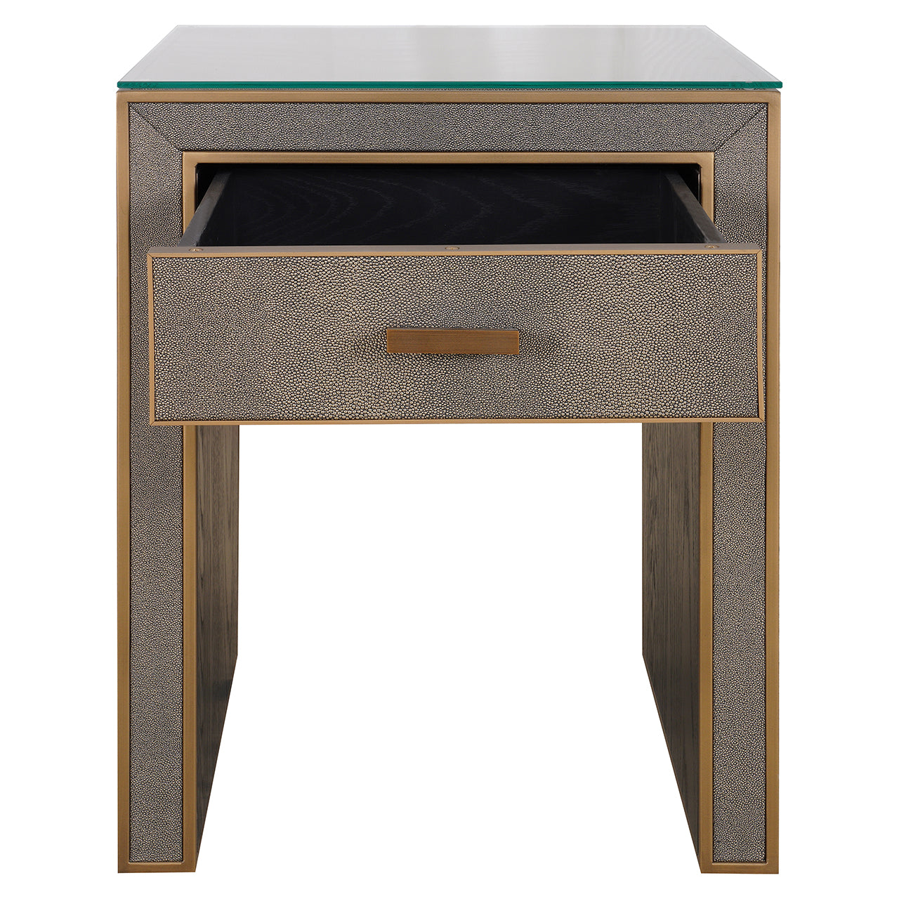 Richmond Interiors Nachttisch Bloomville – Brown (mit Glasplatte &amp; 1 Schublade) Nachttisch Richmond Interiors