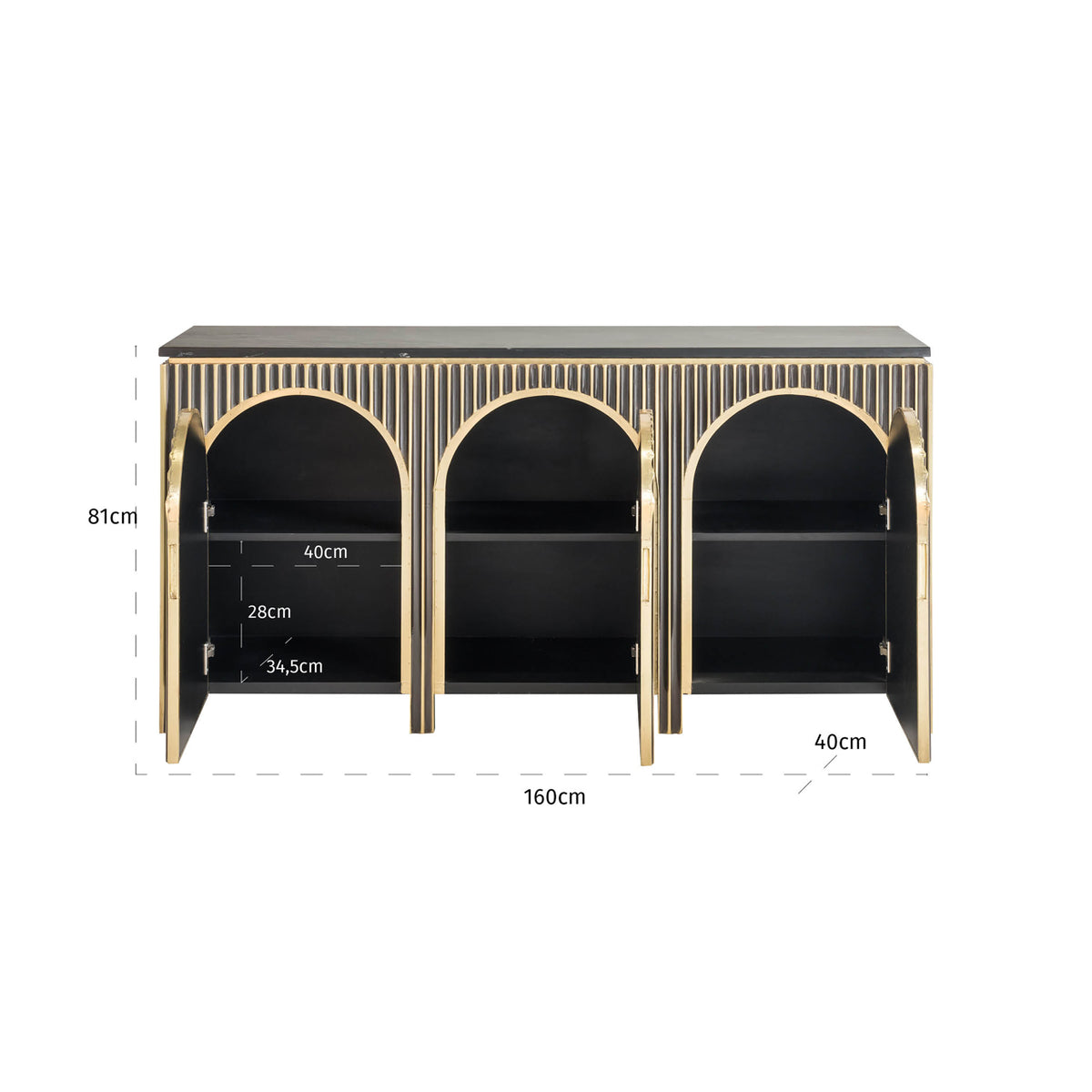 Richmond Interiors Sideboard Les Arcs brushed gold Richmond Interiors