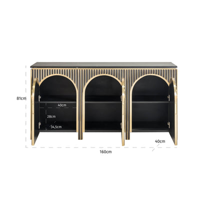 Richmond Interiors Sideboard Les Arcs brushed gold Richmond Interiors