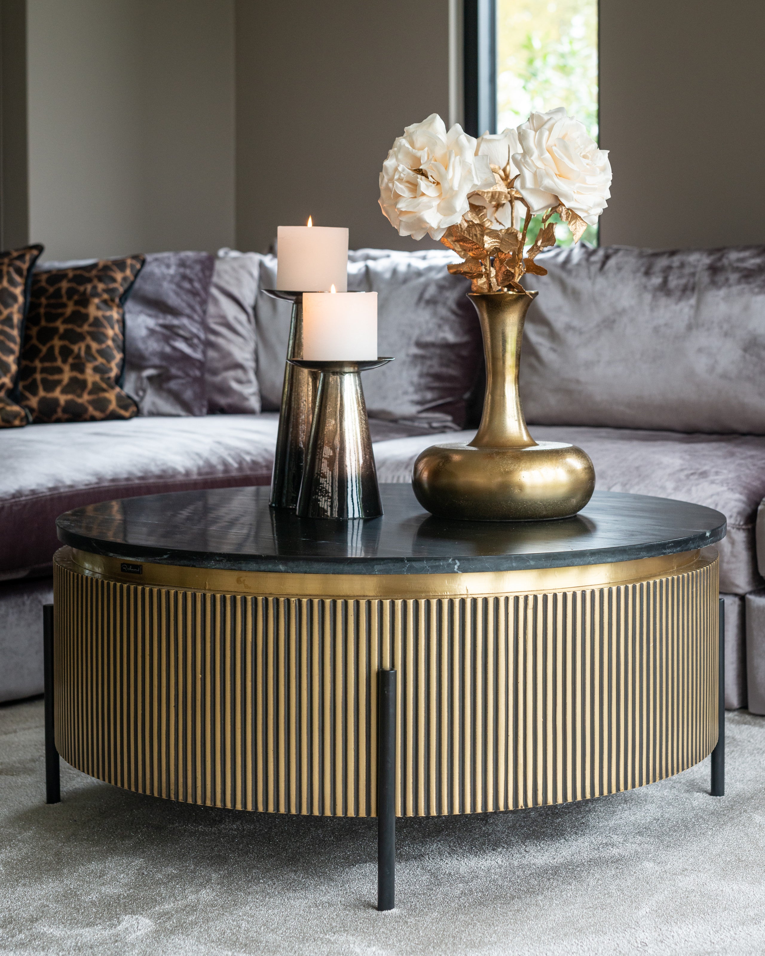 Richmond Interiors Couchtisch Ironville gold 90Ø Couchtisch Richmond Interiors