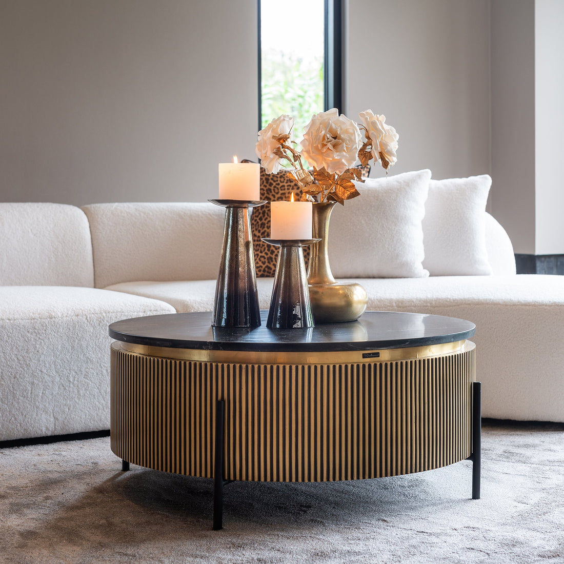 Richmond Interiors Couchtisch Ironville 90Ø gold Couchtisch rund Richmond Interiors