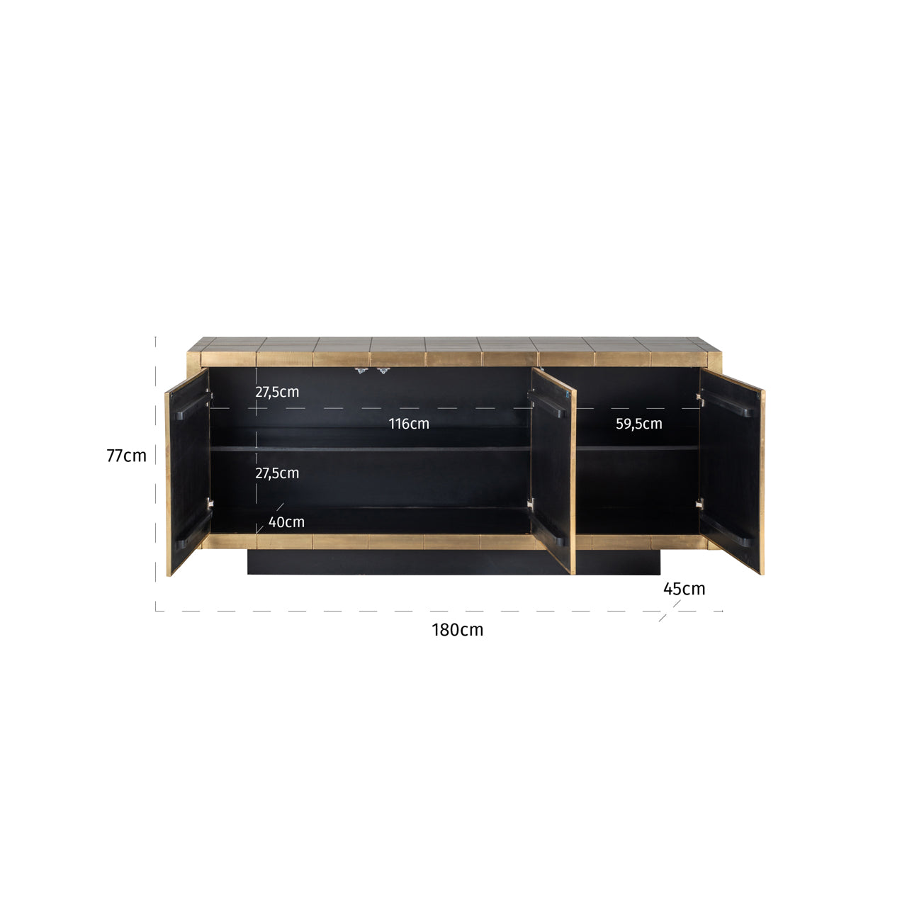 Richmond Interiors Sideboard Collada brushed gold Sideboard Richmond Interiors