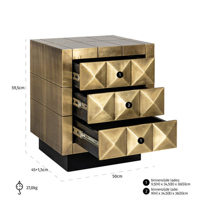 Richmond Interiors Nachttisch Collada brushed gold Nachttisch Richmond Interiors