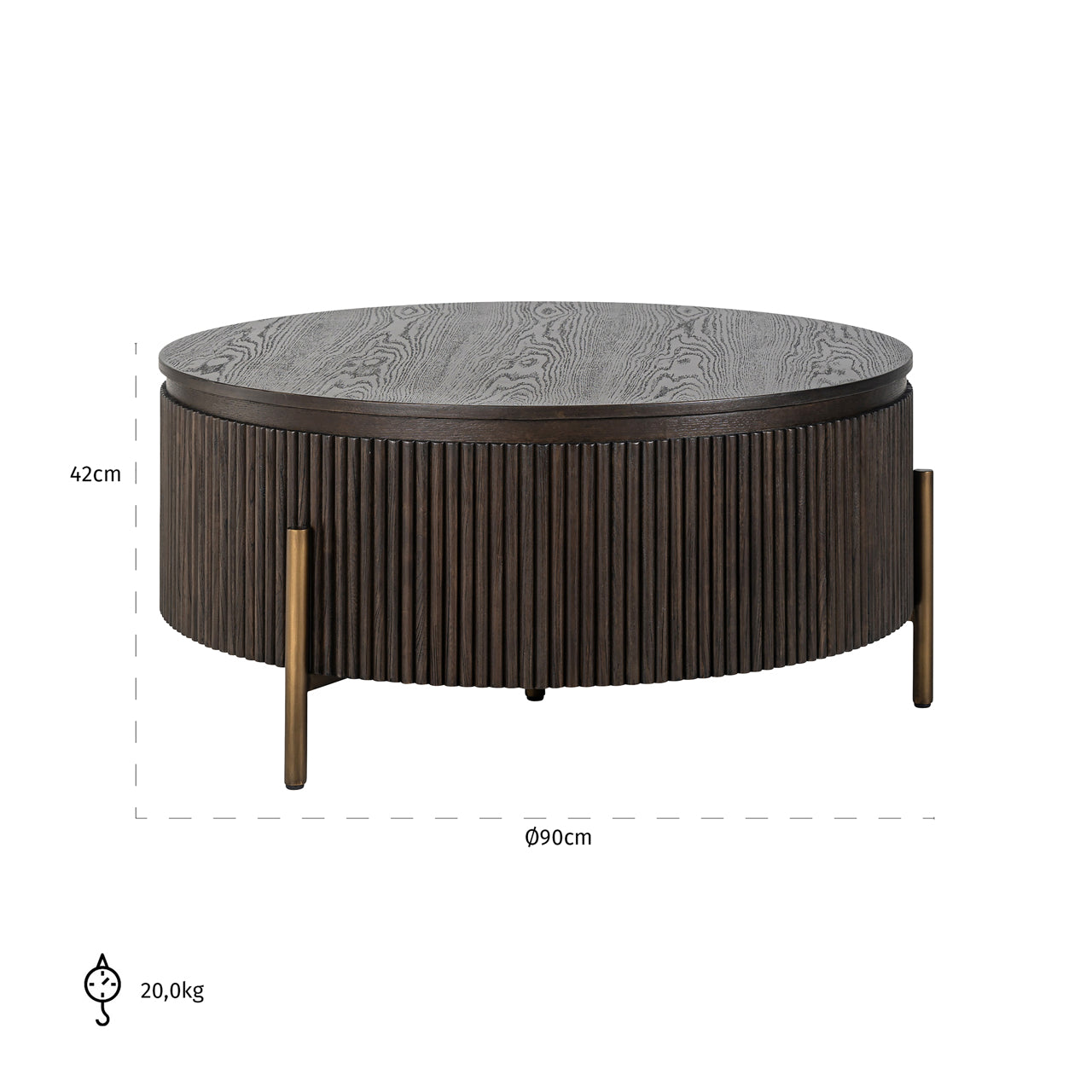 Richmond Interiors Couchtisch Luxor brown 95Ø Couchtisch Richmond Interiors